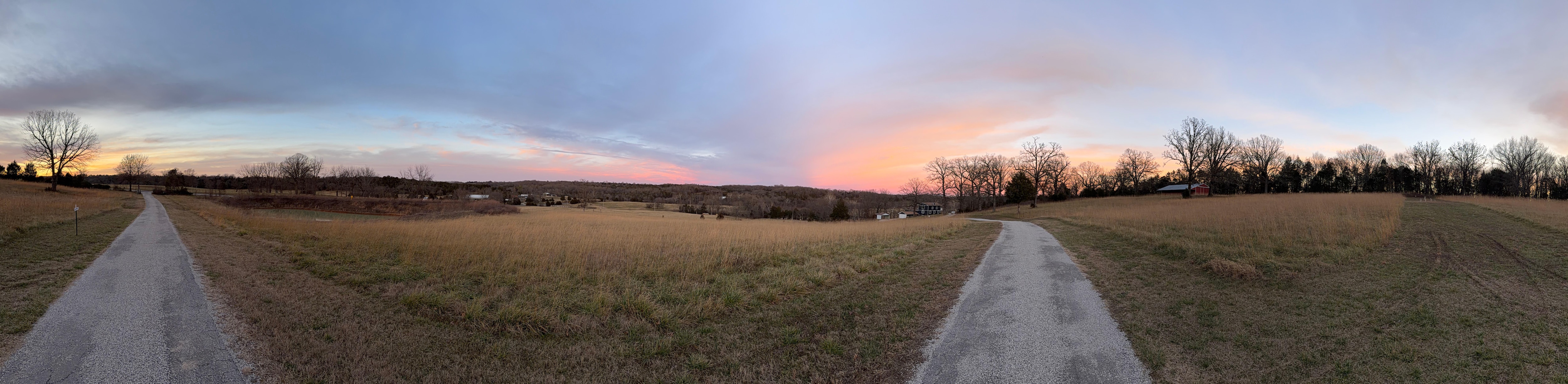 Panoramic view upper driveway. 