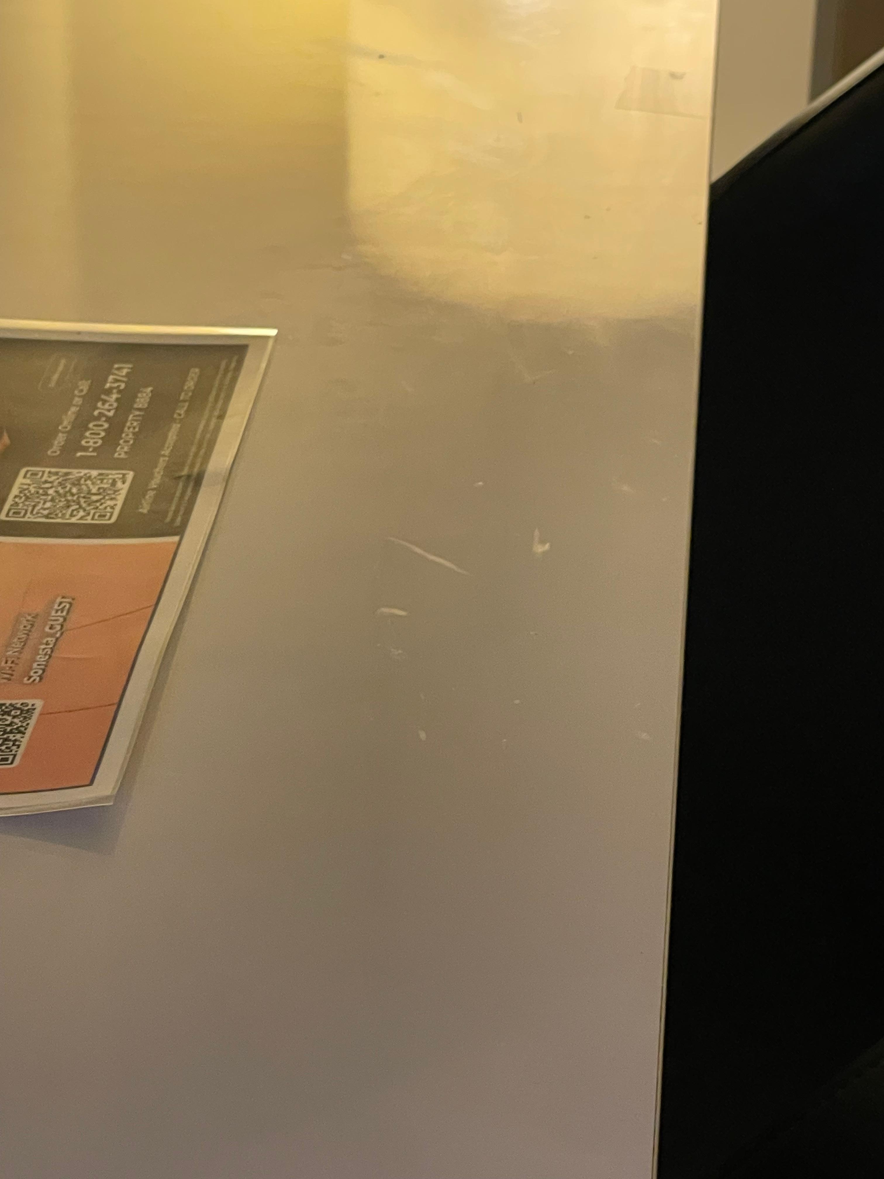 Table desk night stands all were dirty