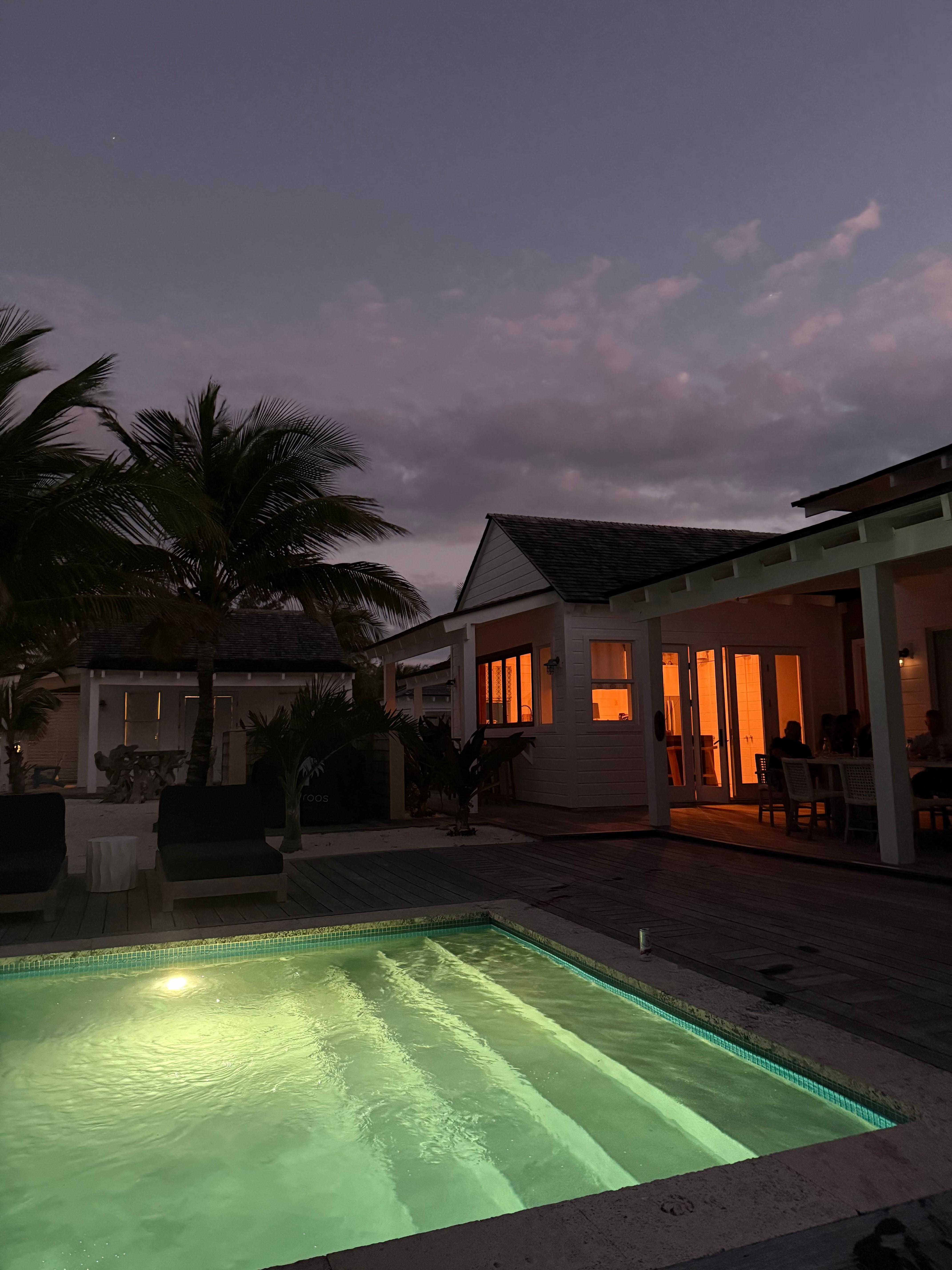 Pool at night looking towards kitchen!