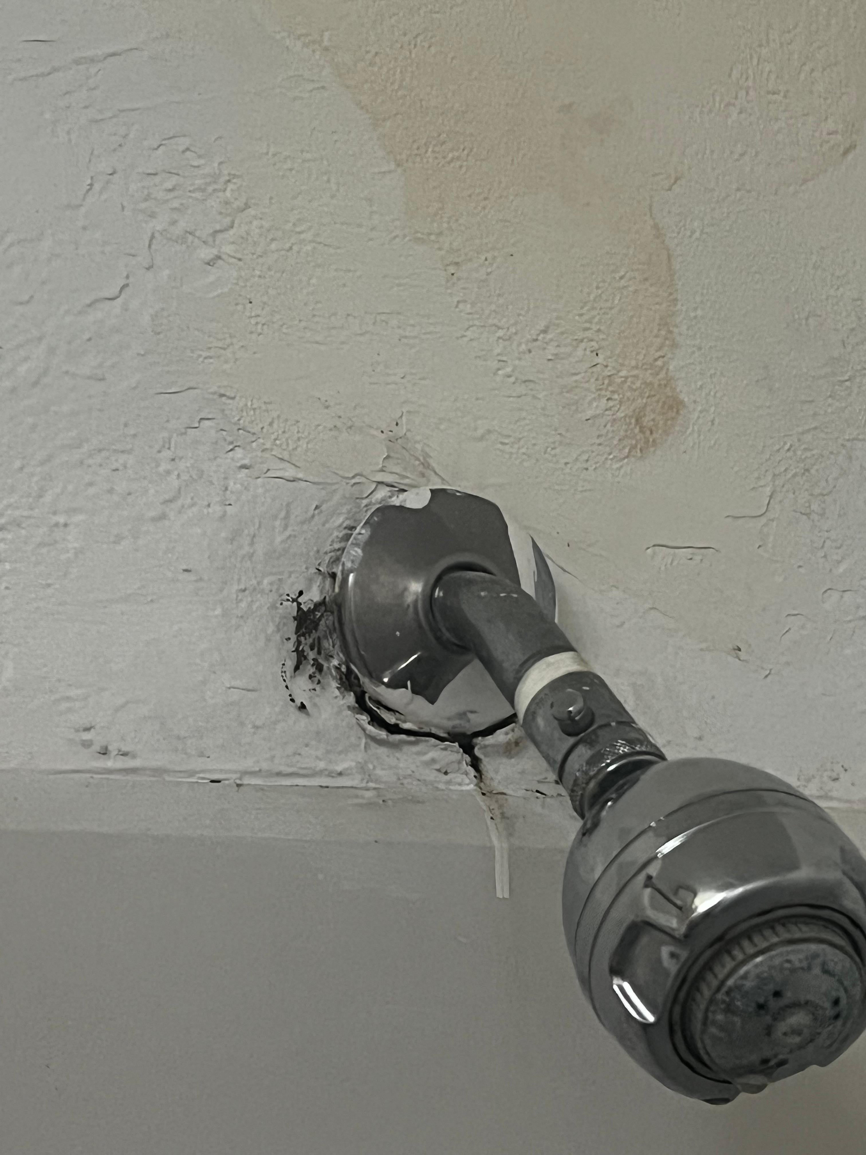 Shower head coming off the wall and mold