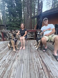 My wife and I with Shasta and Sierra.