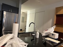 Full kitchen and front of room