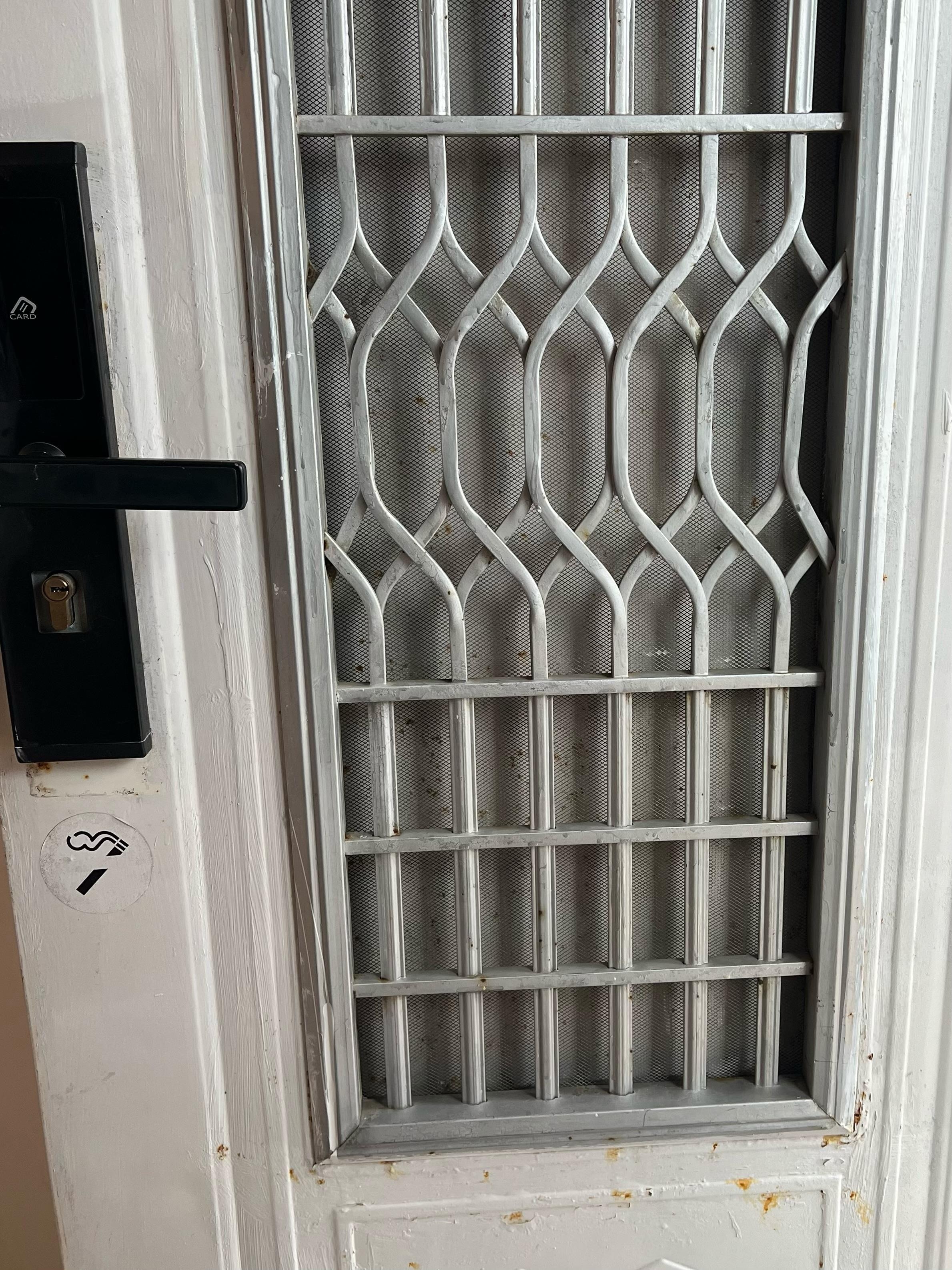 Bars on windows and doors and it was disgusting 