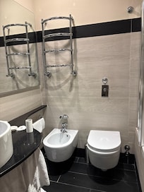 Two large bath towels and two large regular towels.