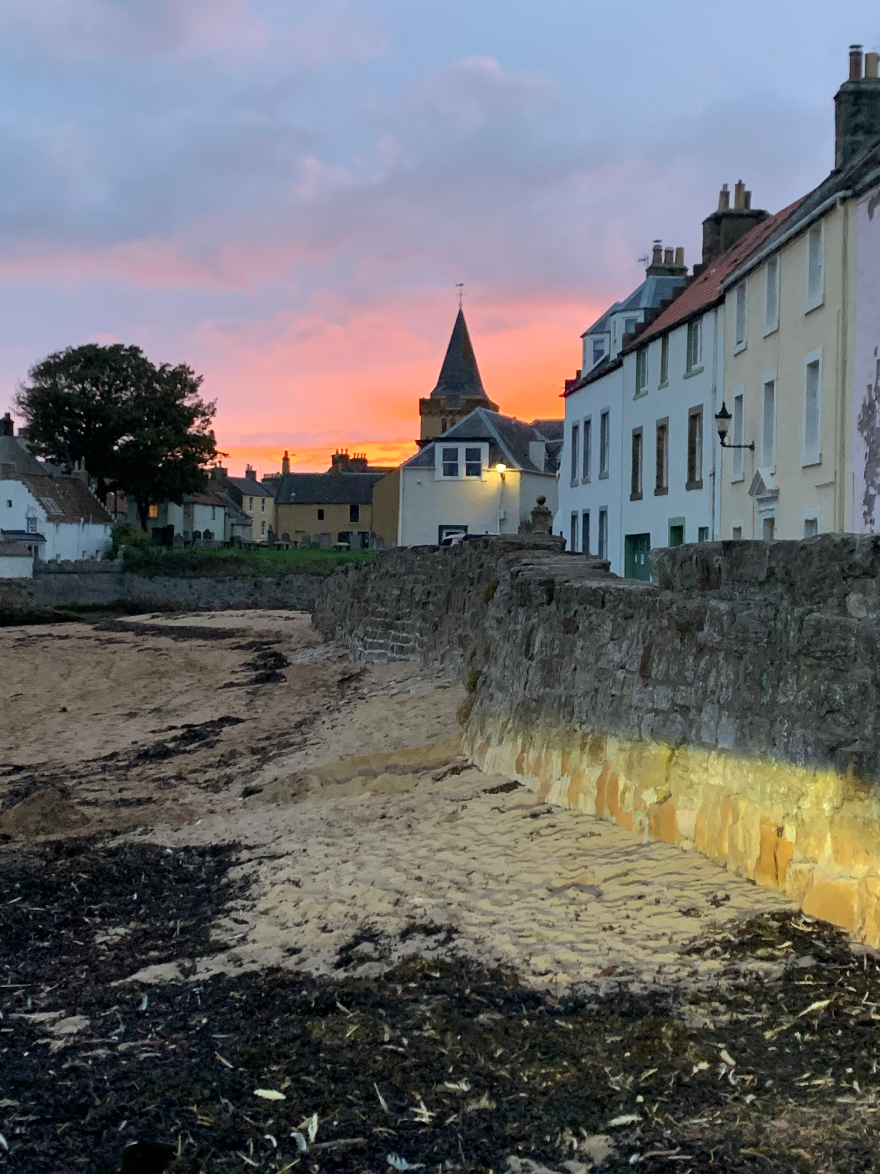 Sun set over the church