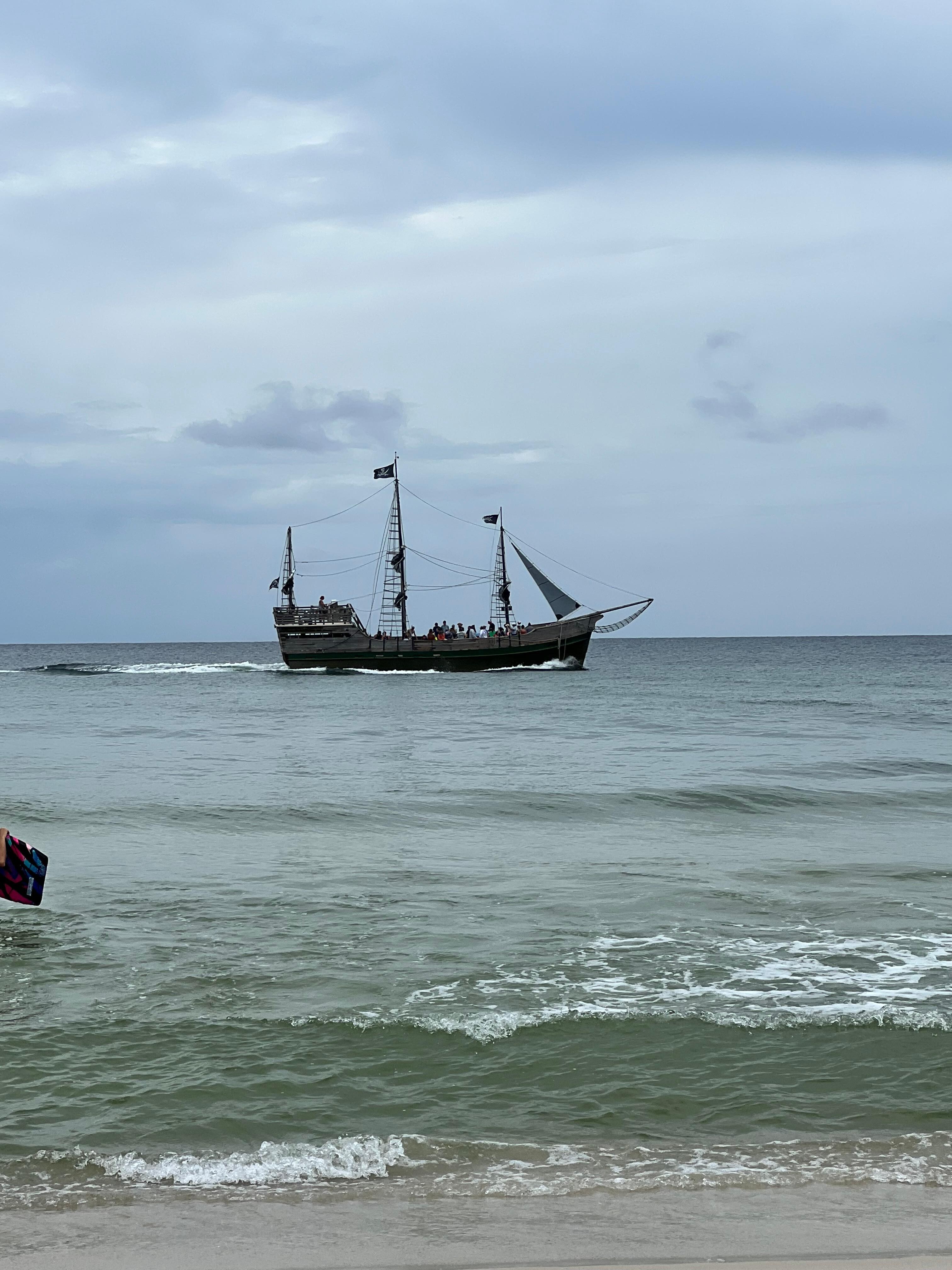 Pirates ship sailing by.