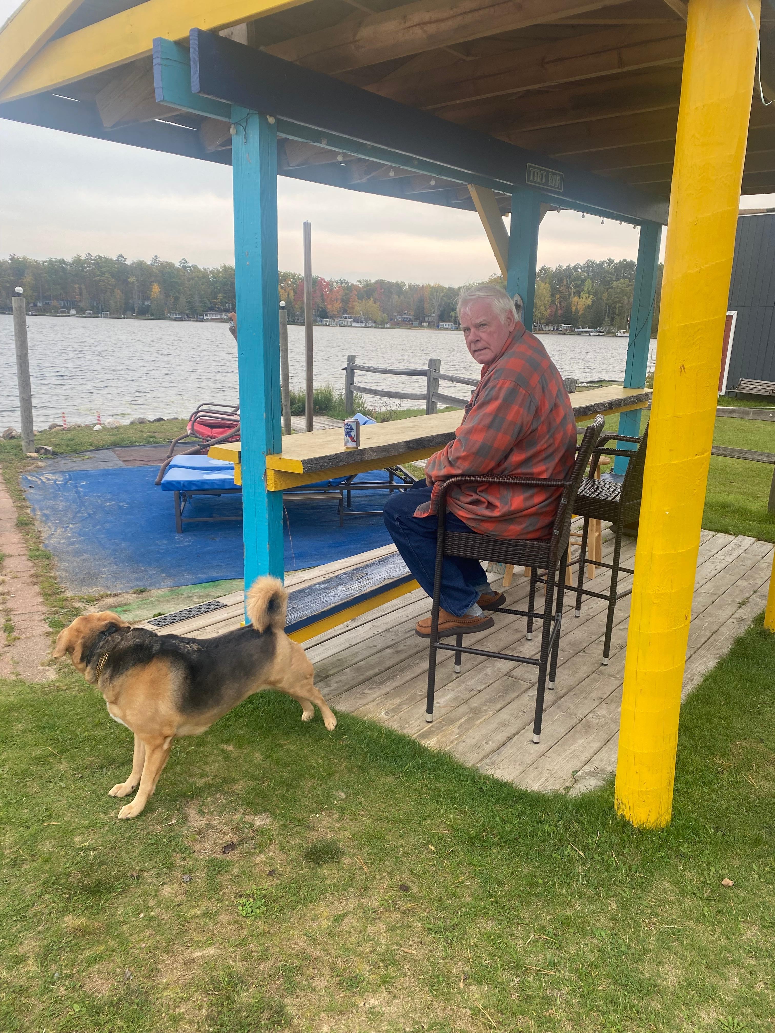 Grandpa and Maddie at the tiki bar.  