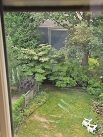 View of the garden from our room.