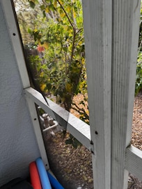 One of many rips in the lanai