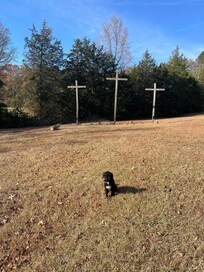 Three Wooden Crosses-Father, Son, Holy Ghost, and a Pocket, our Golden Doddle