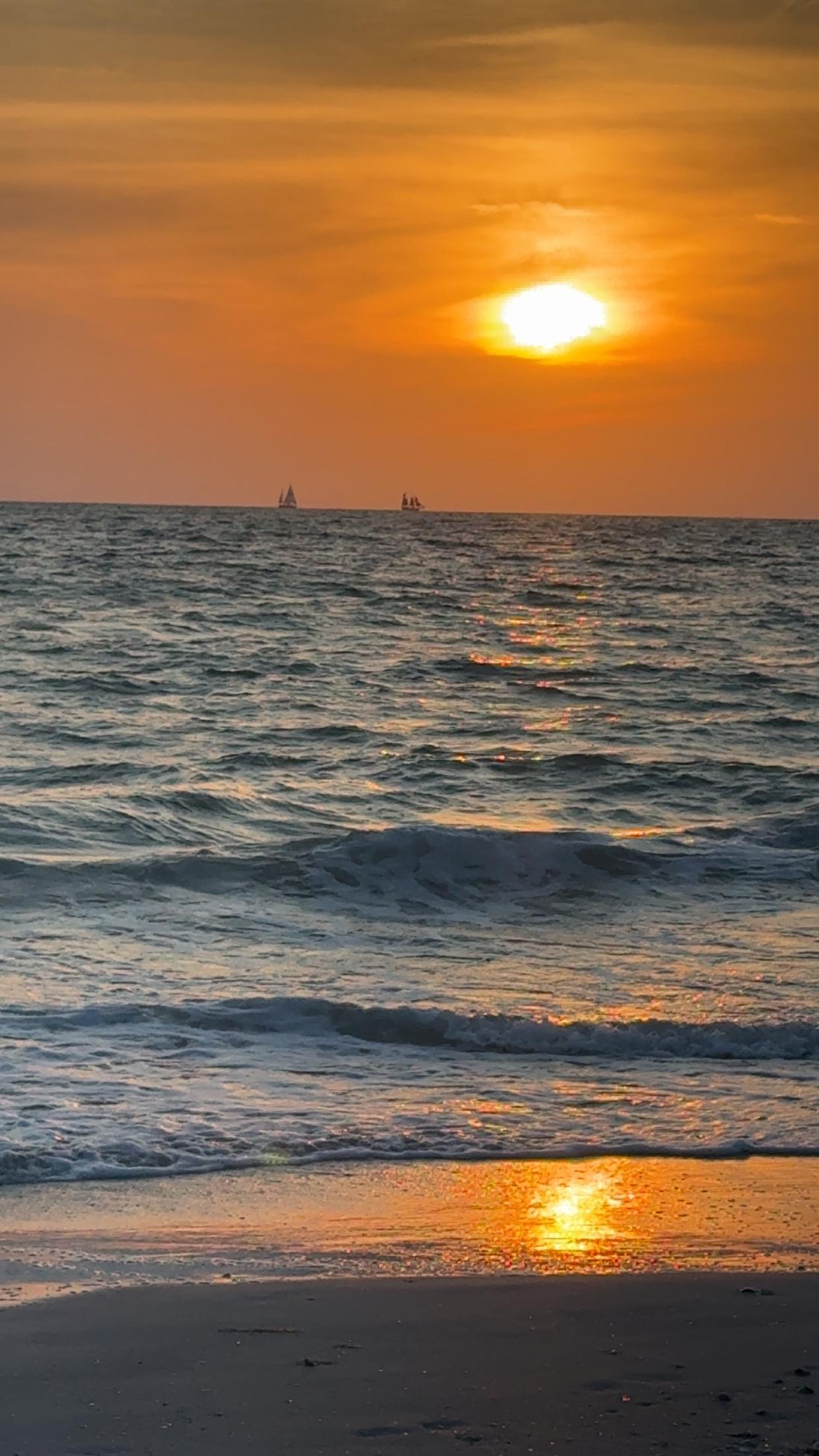 Sunset at the beach across the street 
