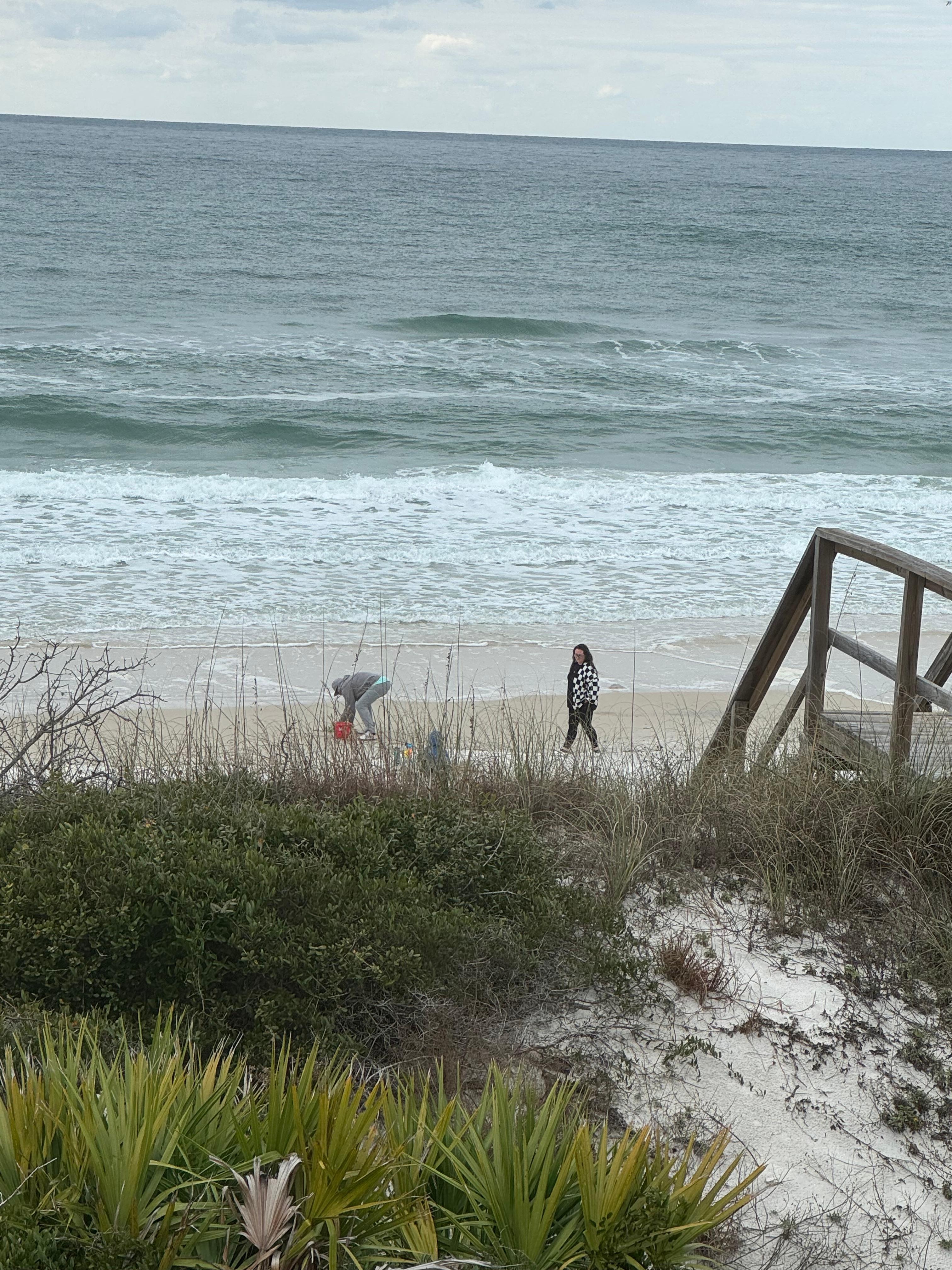 You can see a littl of the boardwalk in this pic.  Just a few steps up then down to the beach. 