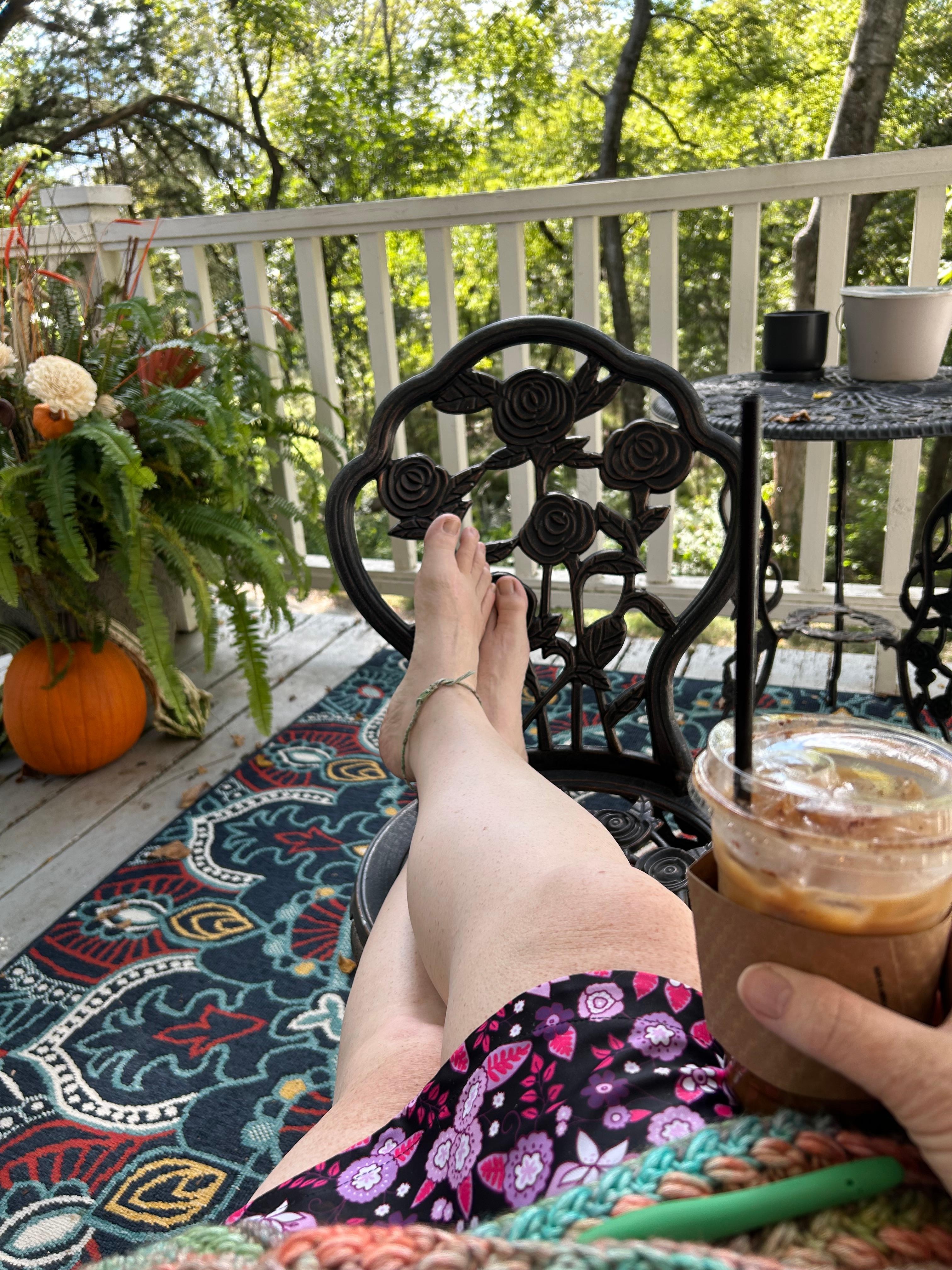 Relaxing on the deck. 