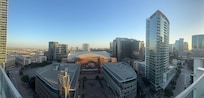 View from the 16th floor overlooking the American Airline Center across the street