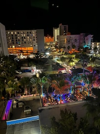 View out the window at night