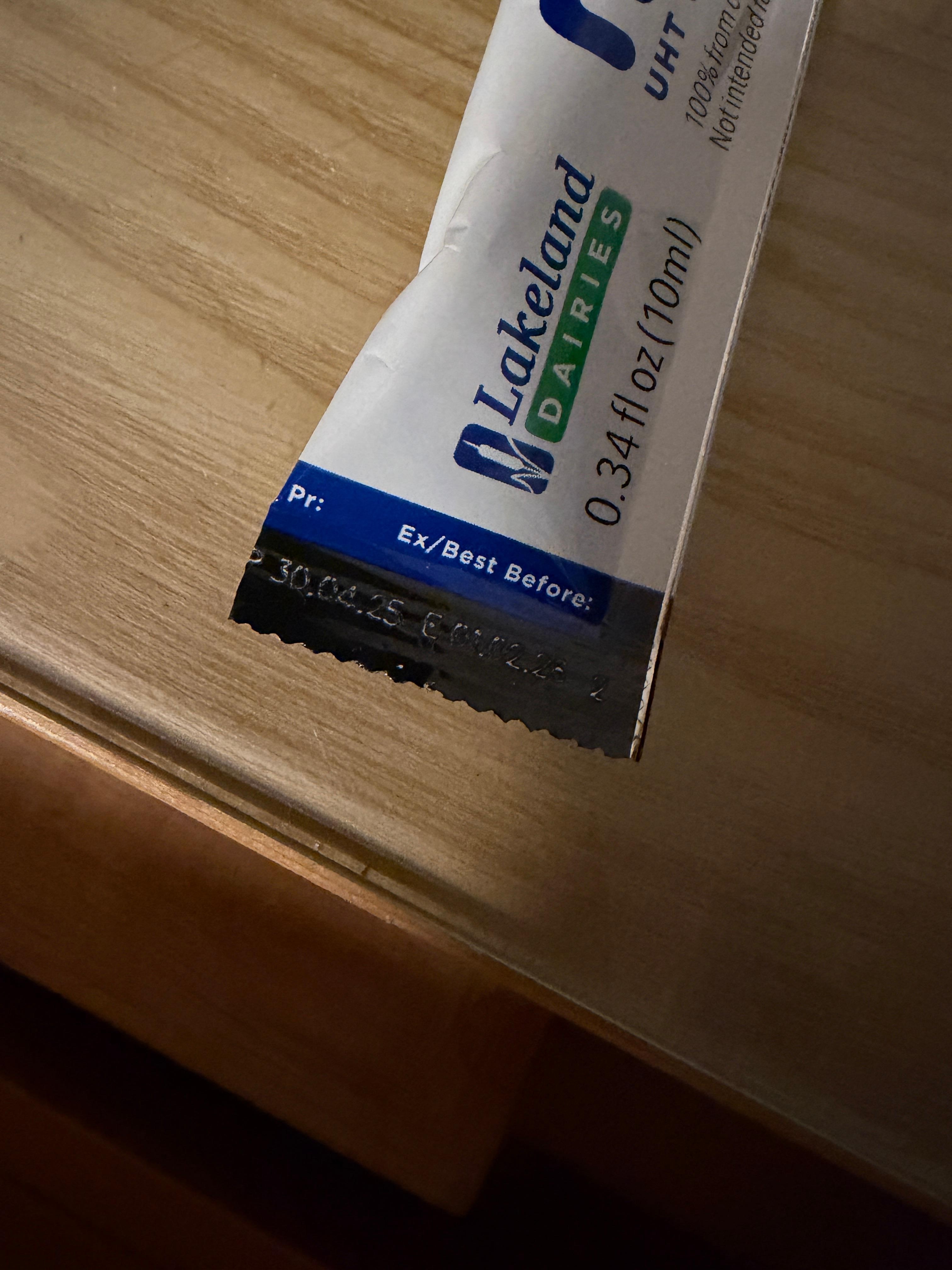 Out of date milk sachets in the room