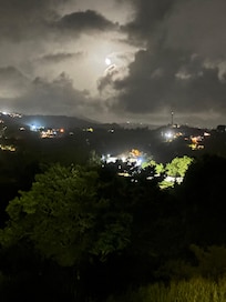 At 2,000 ft above sea level: moon, clouds, cool breeze and the singing of the coquíes.
I couldn’t have turned the ac on, but I refused to do it.