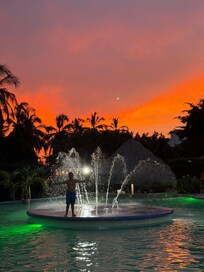 The sunset was amazing at the beach or the pool