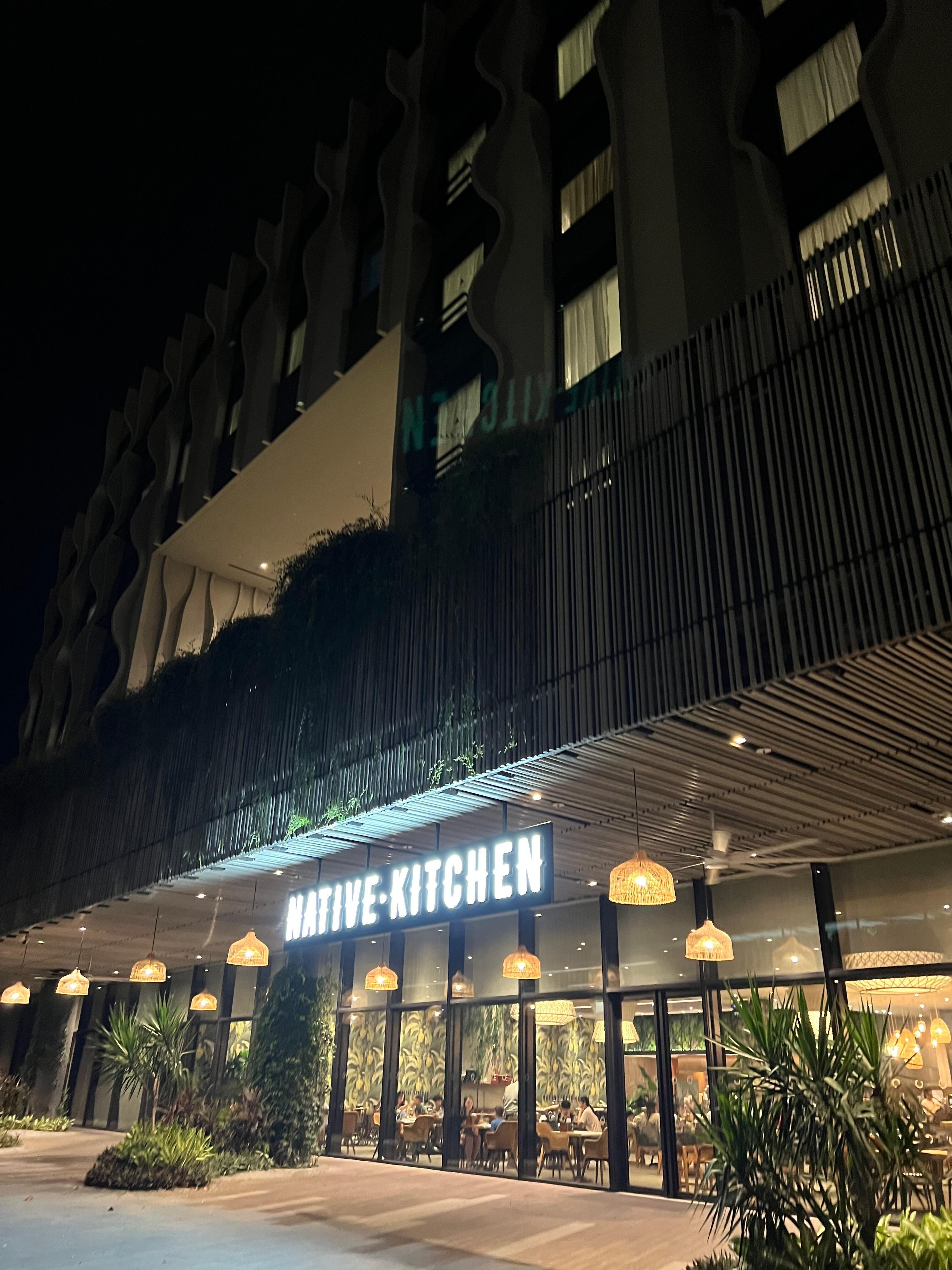 Outside the restaurant