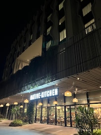 Outside the restaurant
