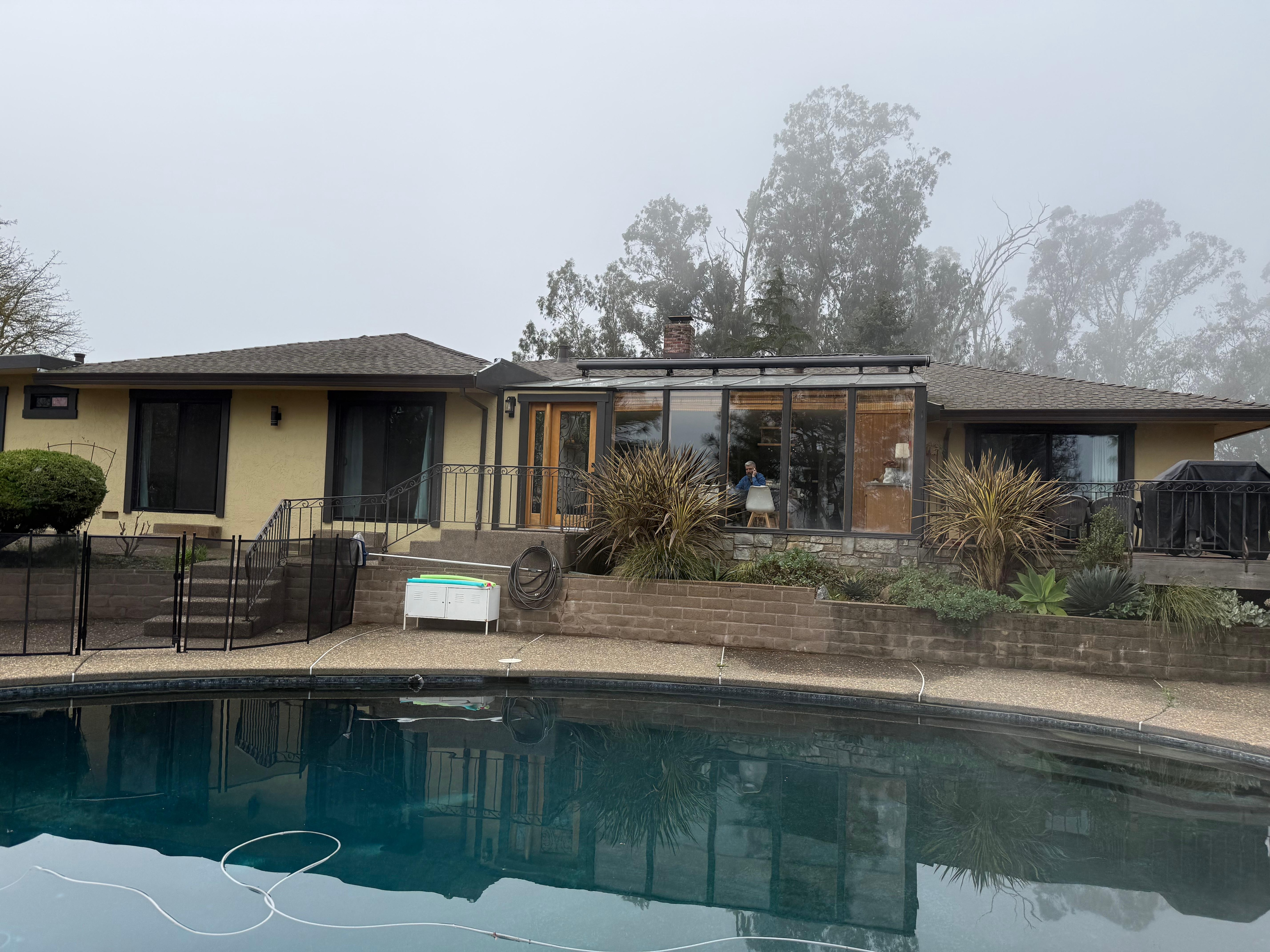 The back of the house had doors from several areas, and a nice patio for outdoor dining.