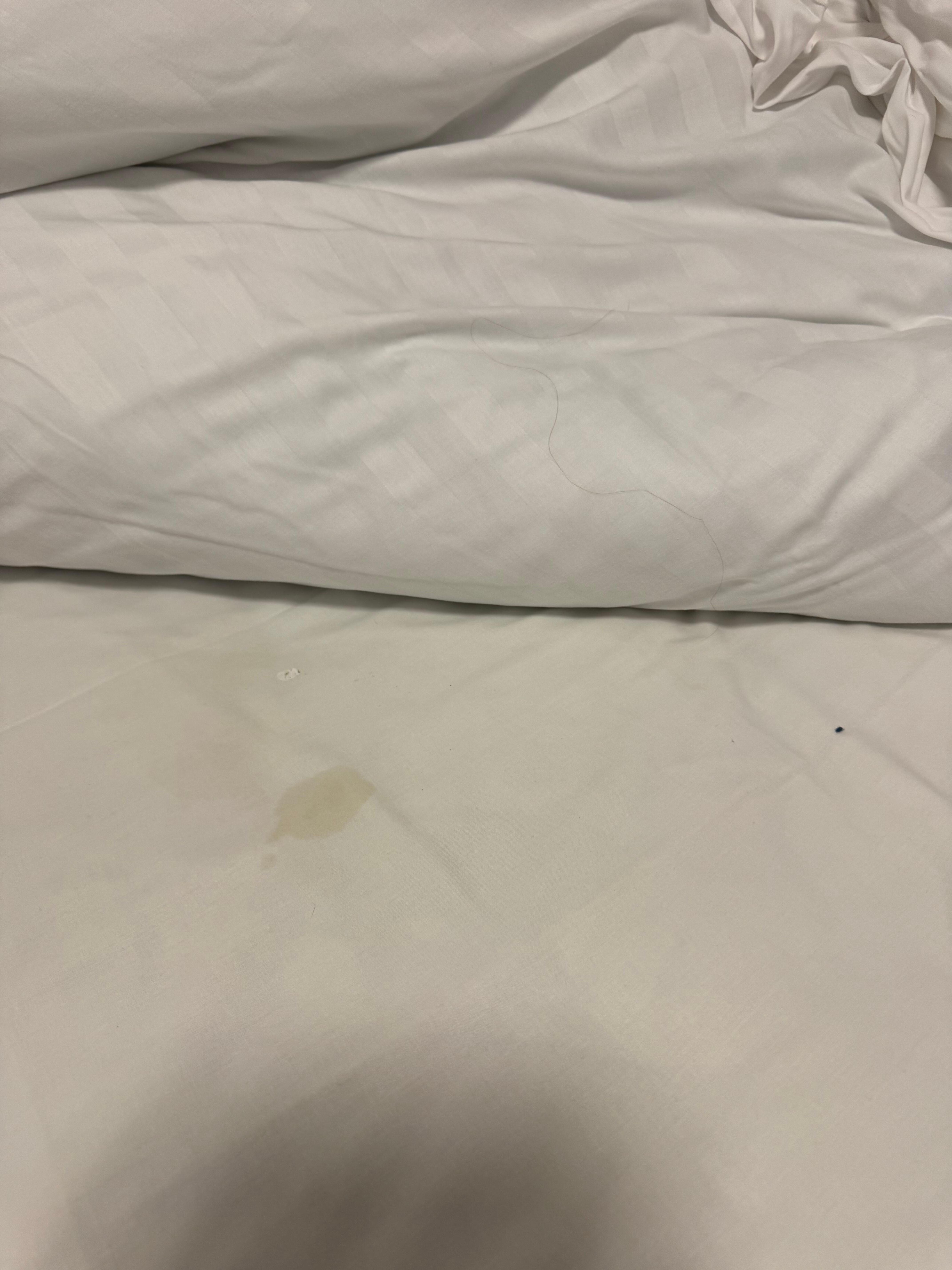 Stains on the sheet, also not mine