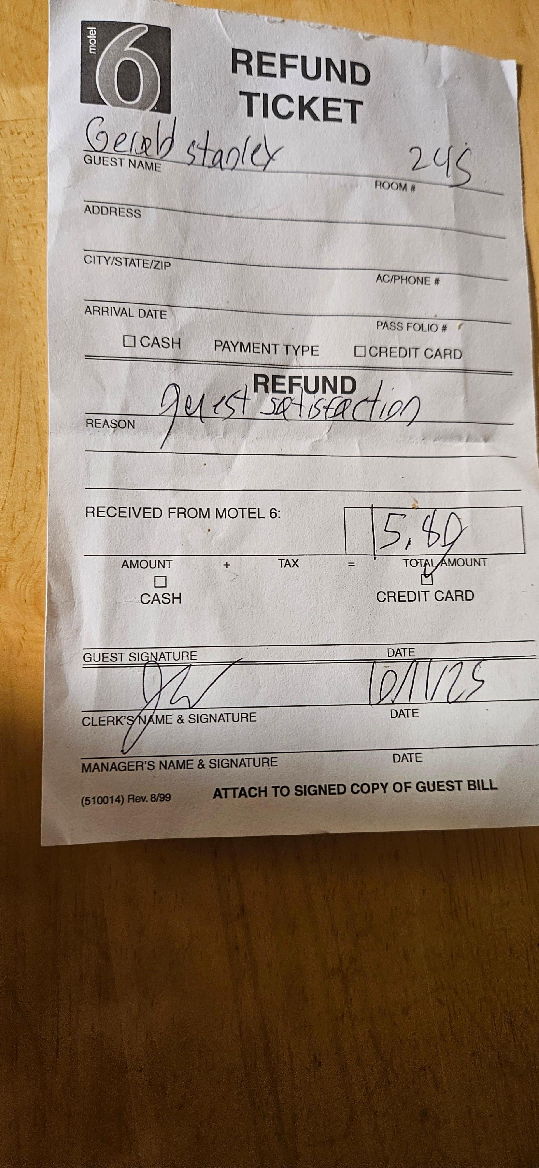 My $15.80 refund that Expedia owes me and not the Motel 6 Destin Beach, Florida. 