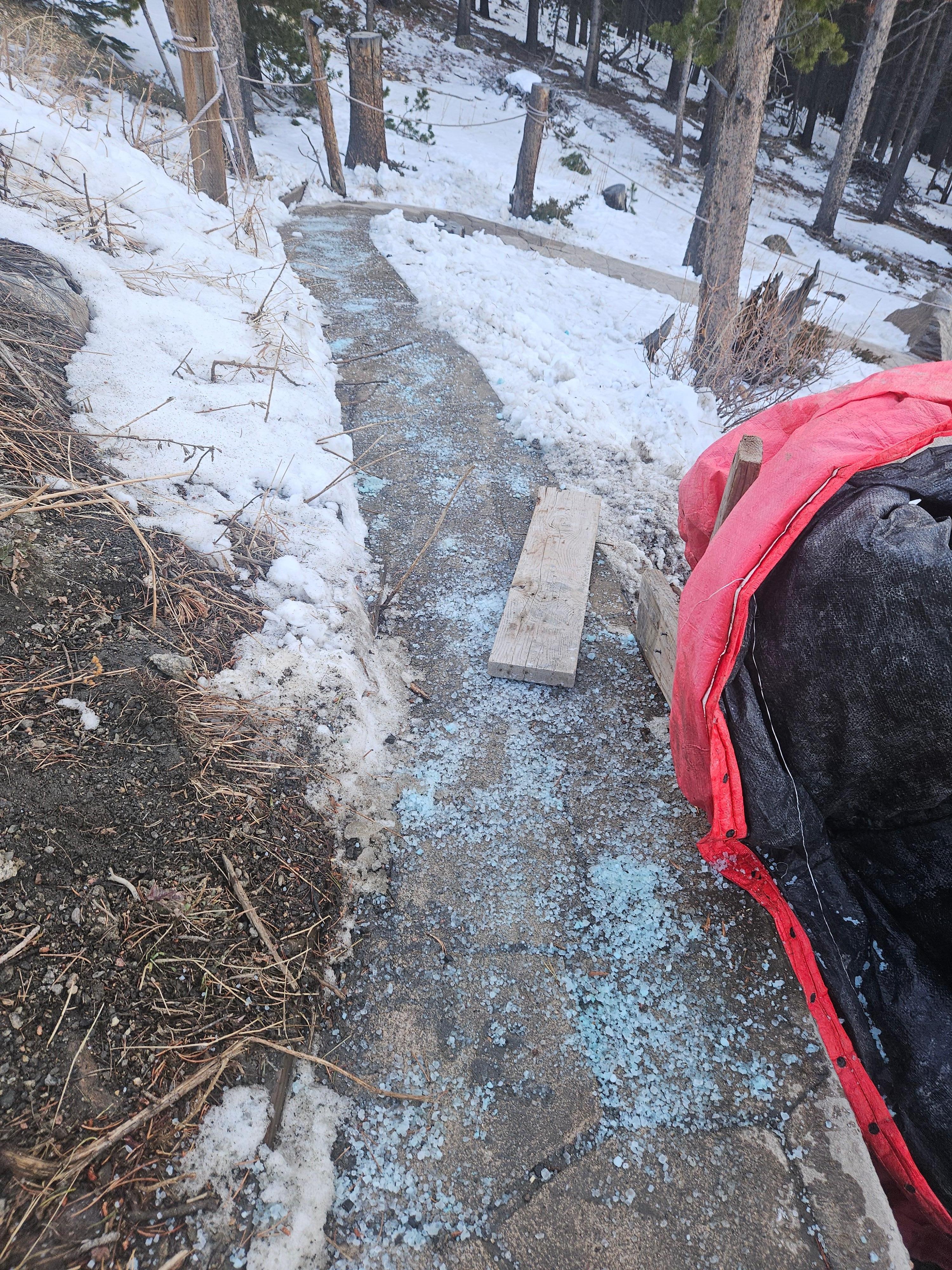 What the real icy, slick, steep, dangerous pathway is going down to the house.