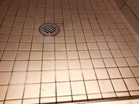 dirty shower (and this was actually on our second round of attempting to clean it)