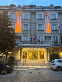 Front of hotel night time