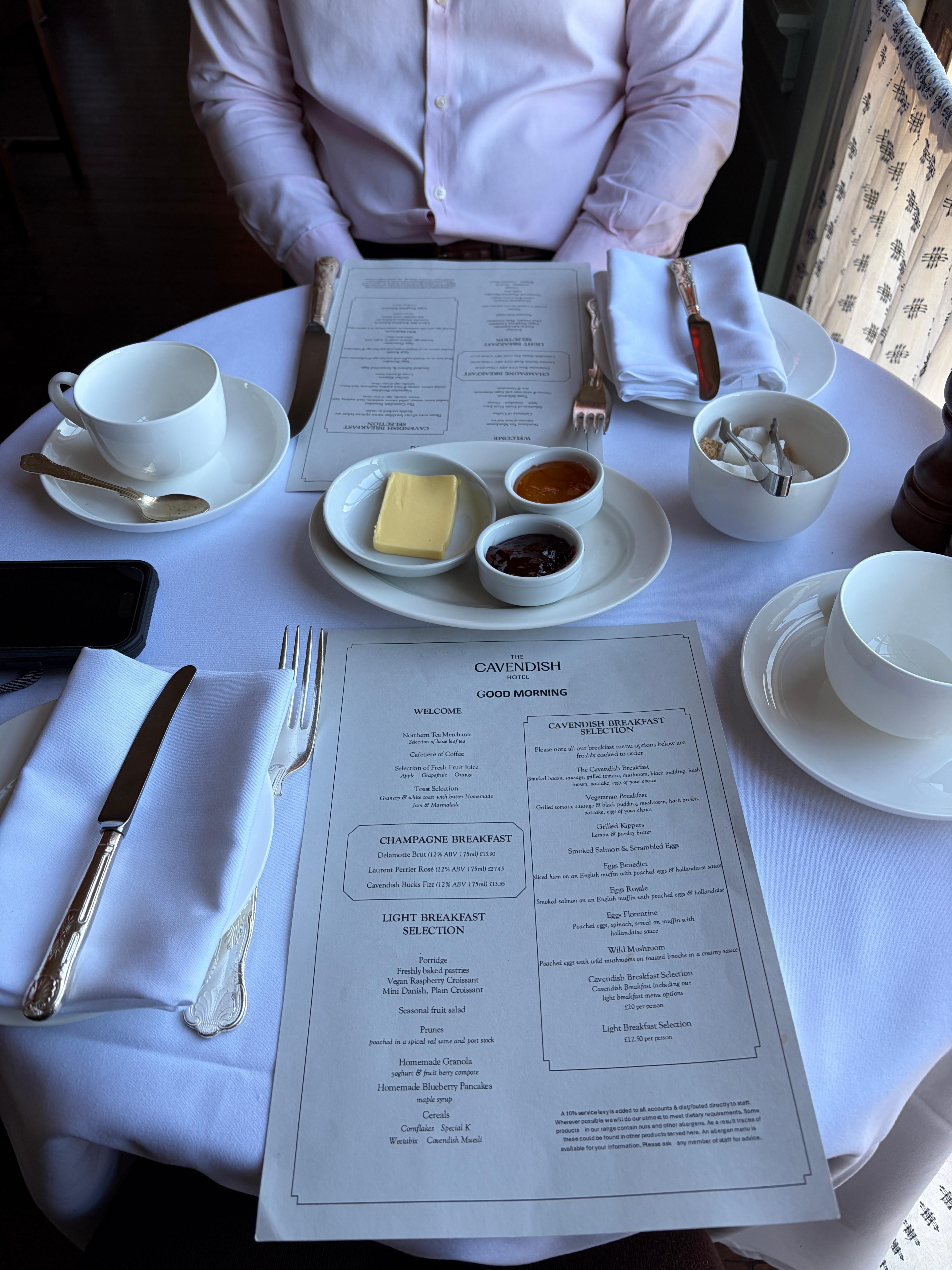 Breakfast menu.