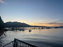 Beautiful colors at sunset on the deck