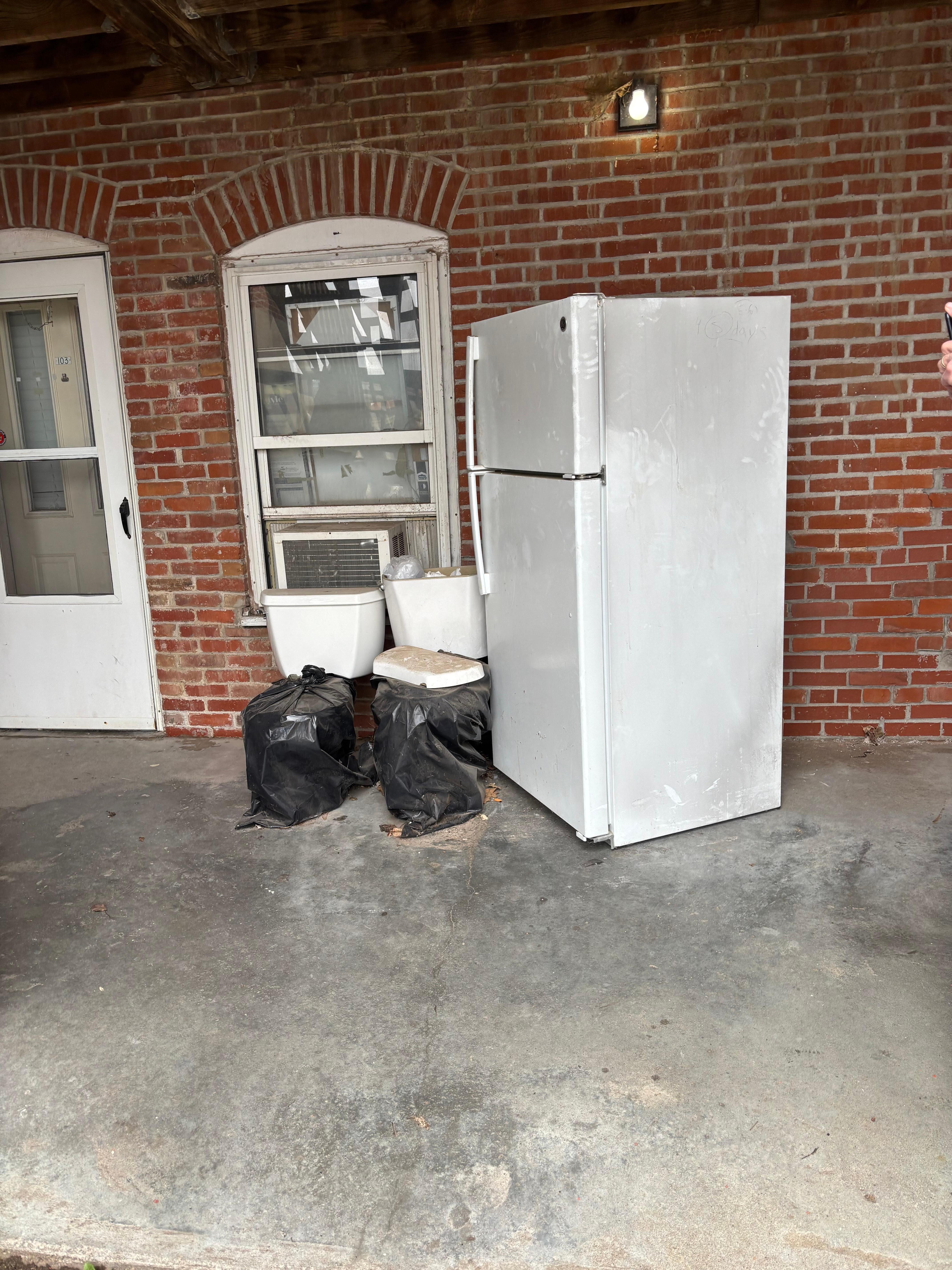 Toilets outside the entrance 