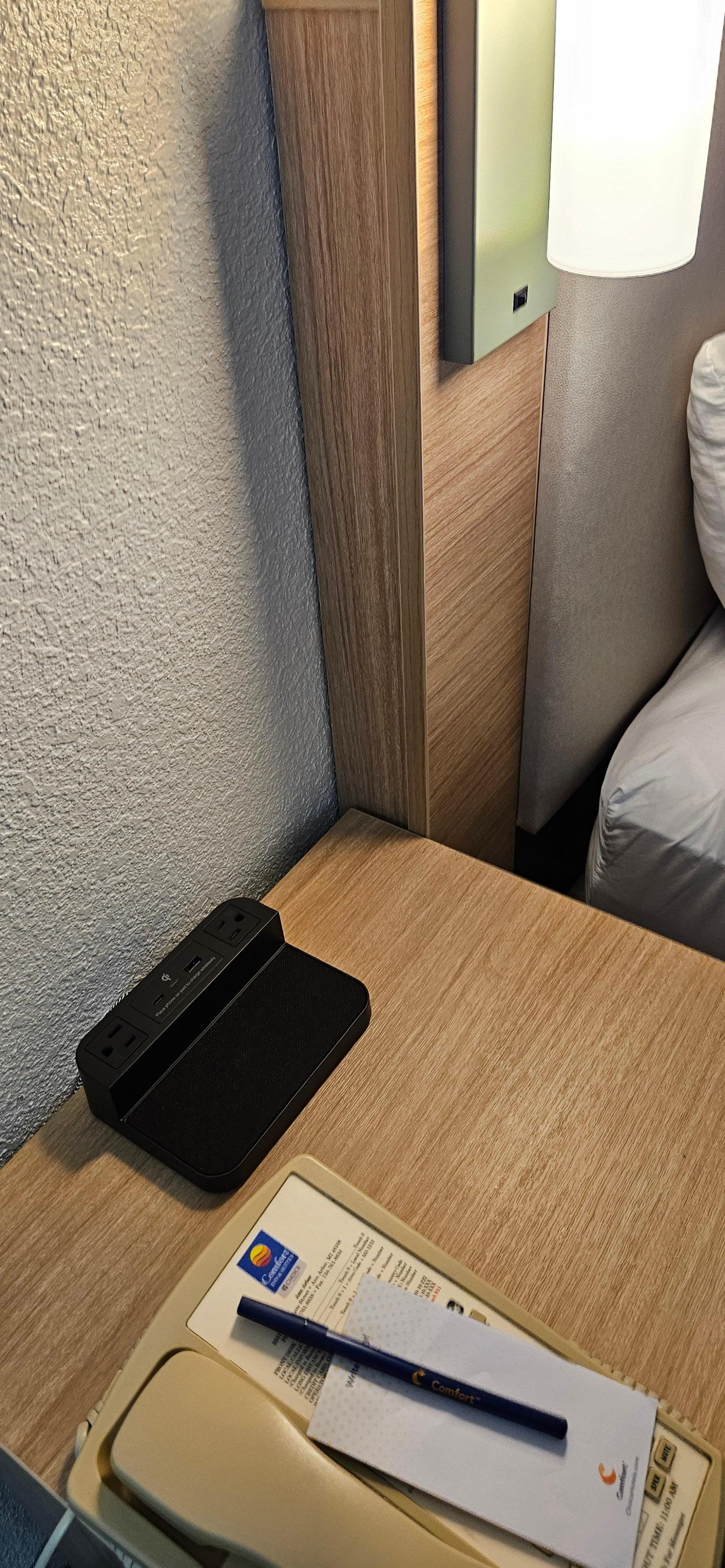 Bedside phone charger for the win after a long drive 