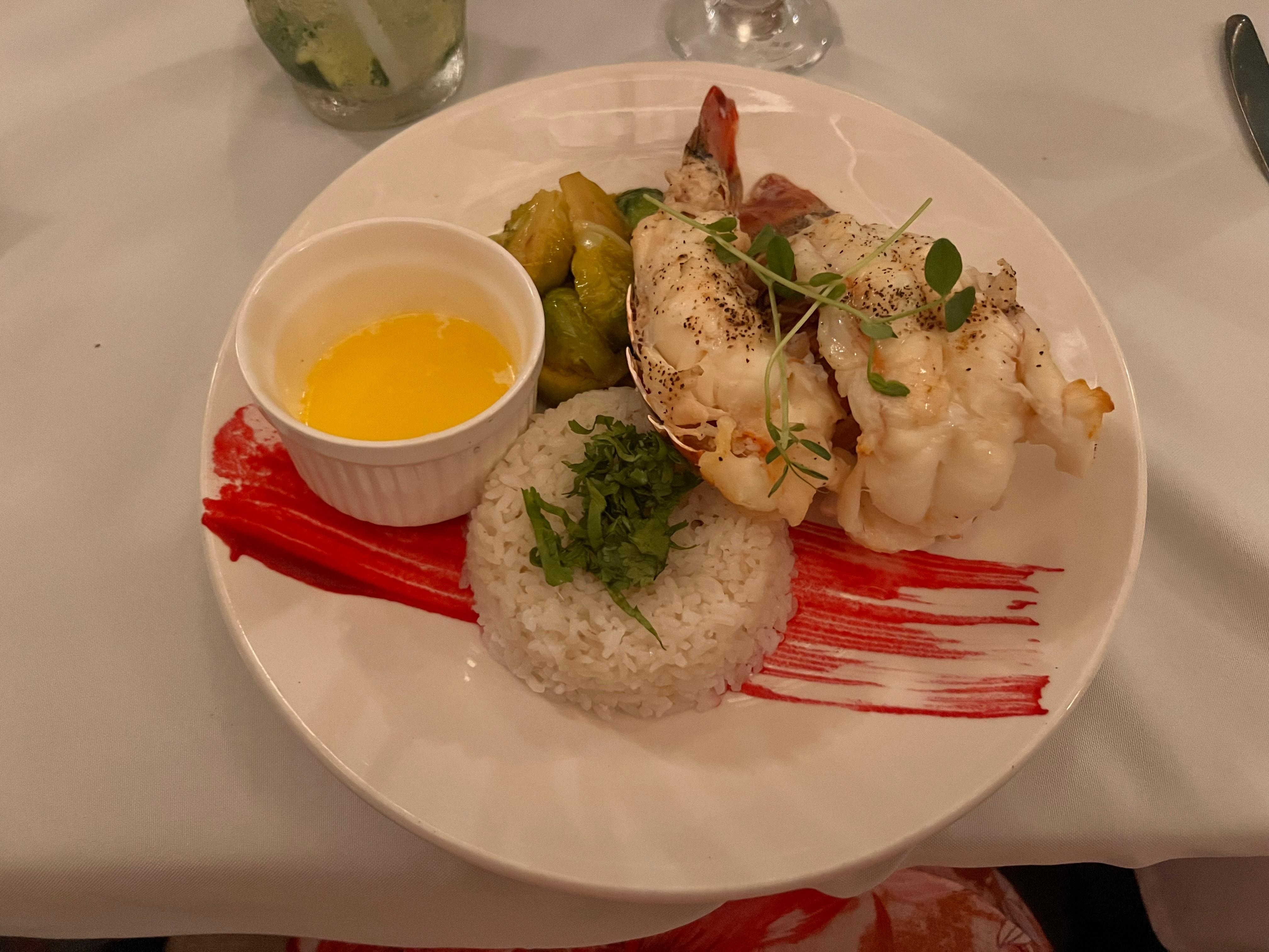 Lobster meal at Inky’s restaurant.