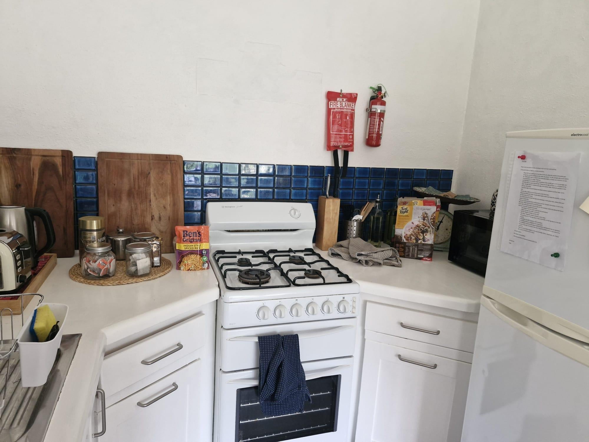 If you have a fat fire you cannot get to the fire blanket or extinguisher
