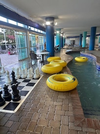Bayview Resort Lazy river and giant chess game