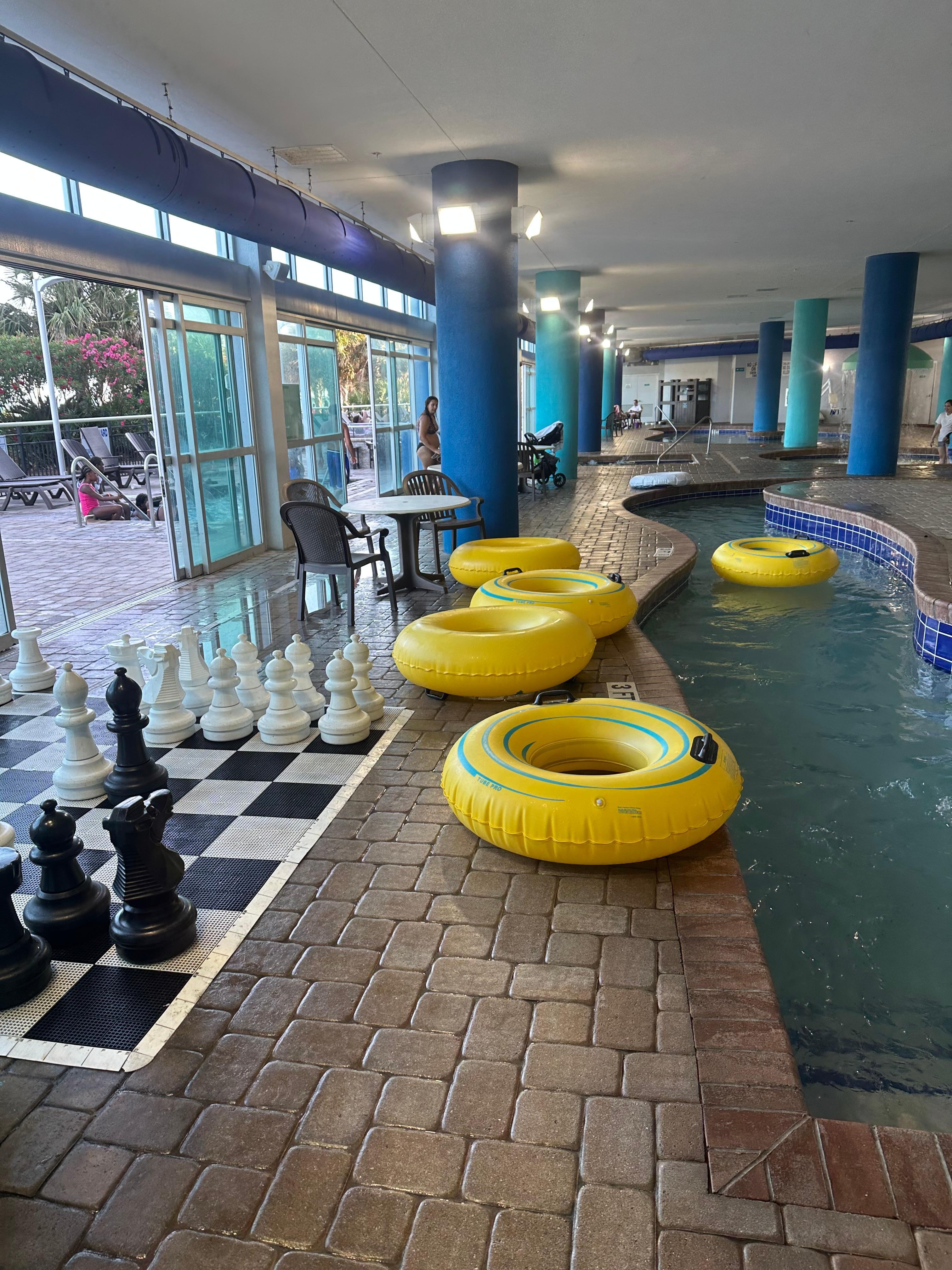 Bayview Resort Lazy river and giant chess game