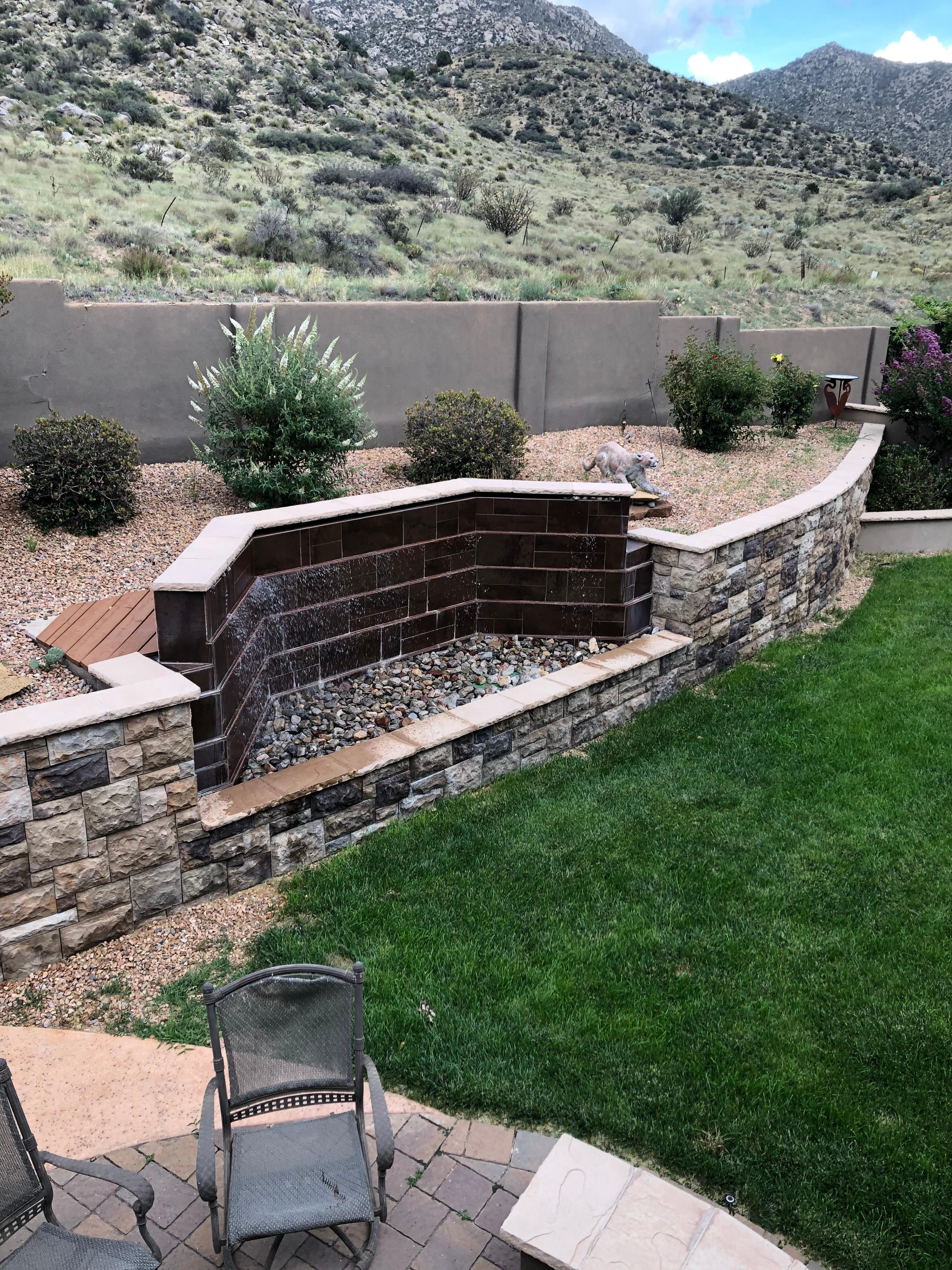 View of water feature from balcony.