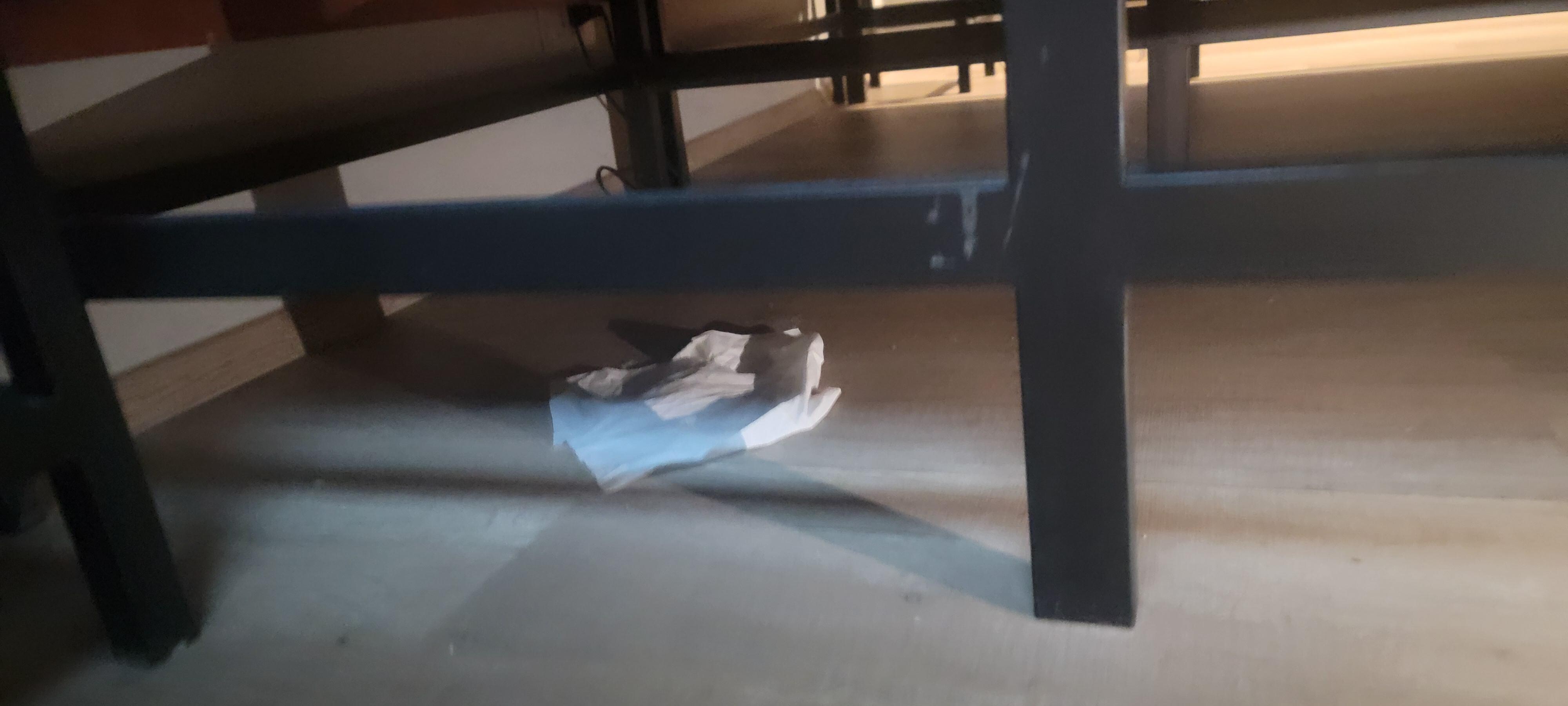 Garbage and debris around room 