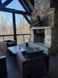 Fireplace on the covered patio