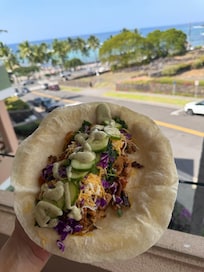 Homemade tacos on the lanai