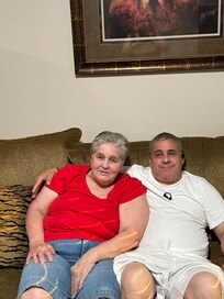My mom and brother relaxing in the living room
