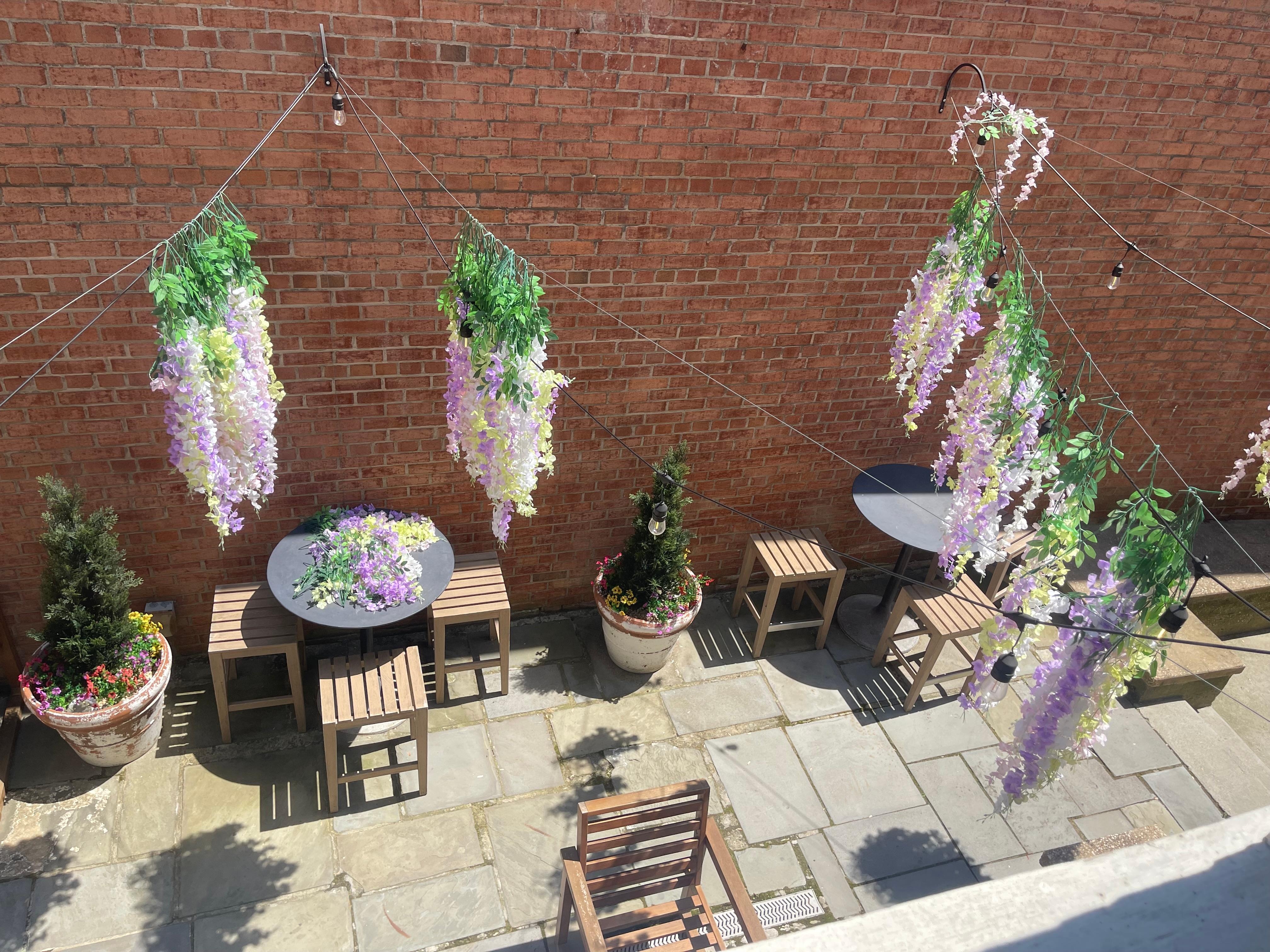 Courtyard outside room.