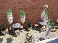 Courtyard outside room.