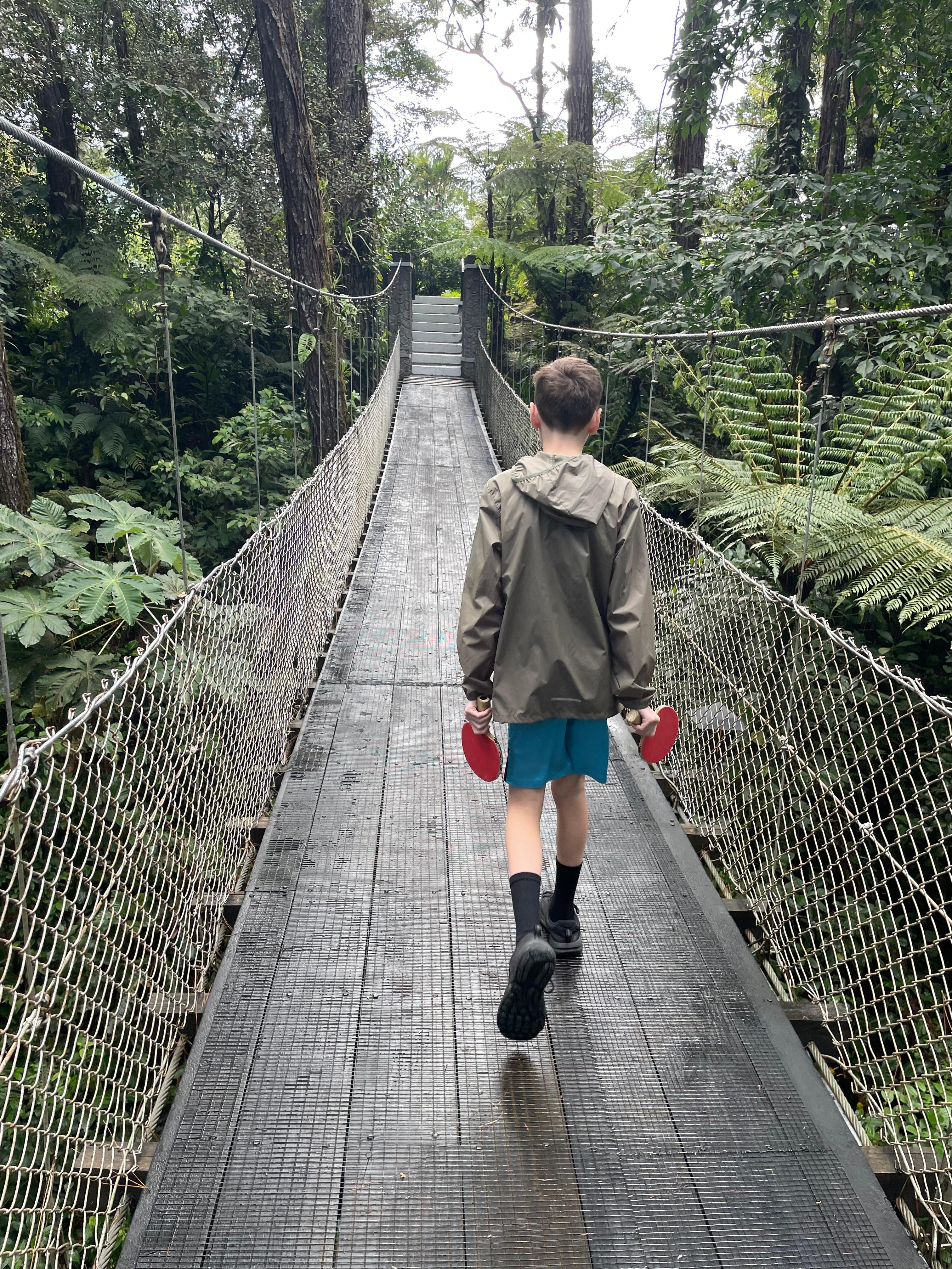 Walking to the game room