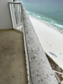 Grimy rail of balcony