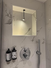 The lamp in the bathroom when we entered