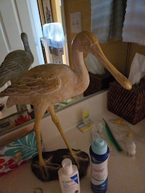 Couldn't believe their wasn't a plug in the hall bathroom until went in at dark and found a highlight plugged into it, in the actual mirror. Was too funny.