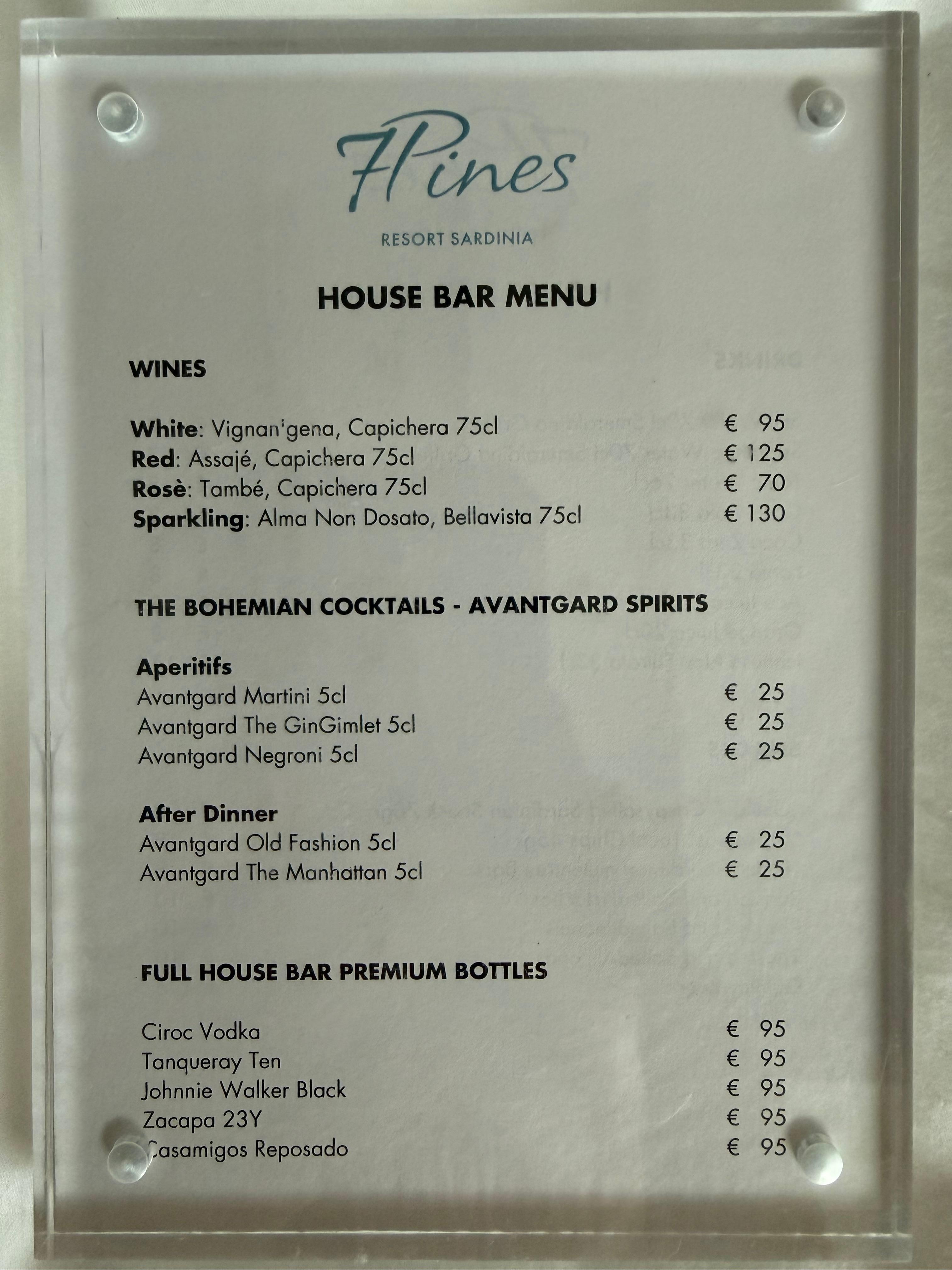 Mini Bar prices
